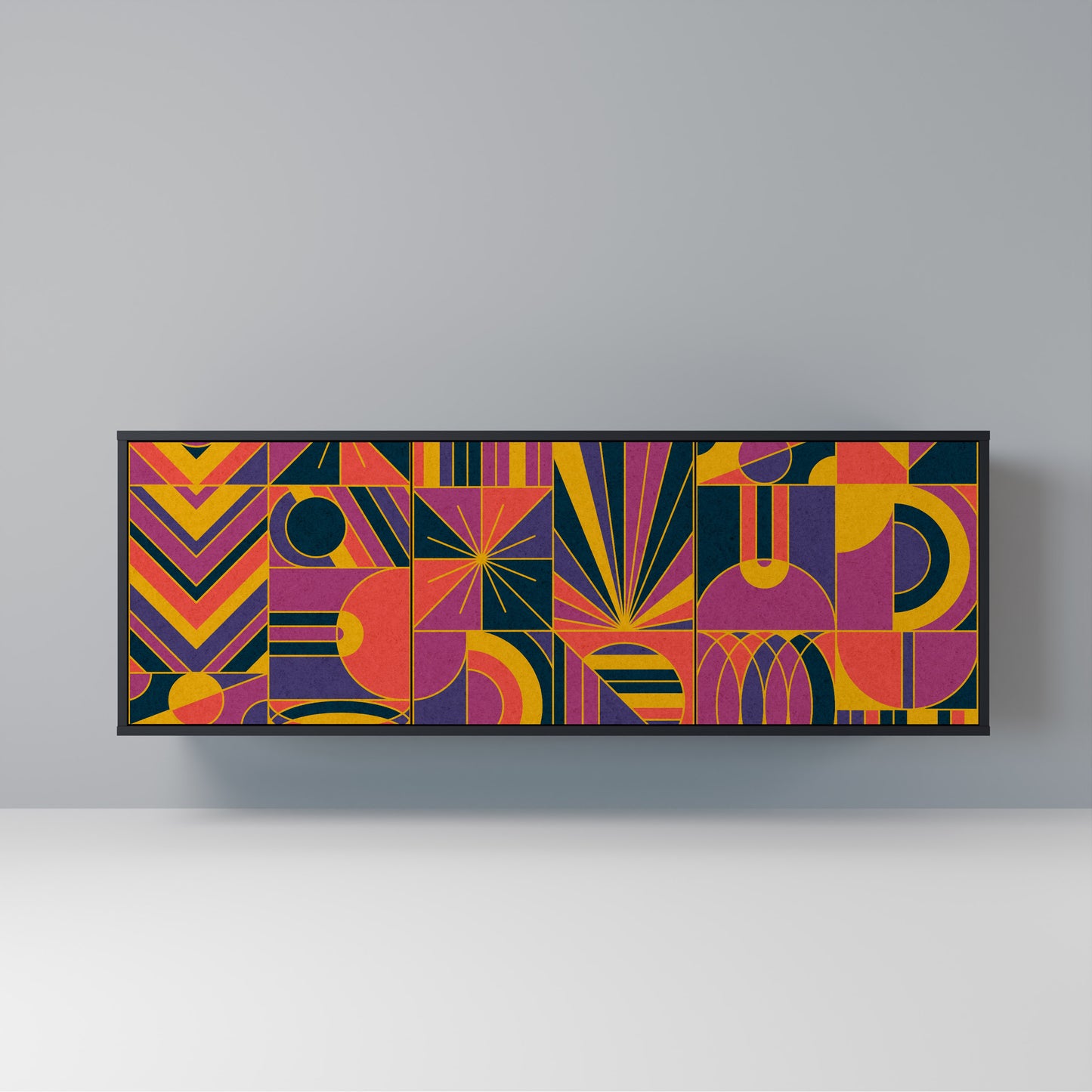 ELECTRIC PATTERNS Madia a 3 Ante in Finitura Nera