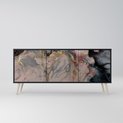 Credenza a 3 ante GILDED SWIRLS in finitura nera