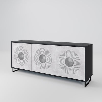 Credenza a 3 ante SOLID CIRCLES in finitura nera