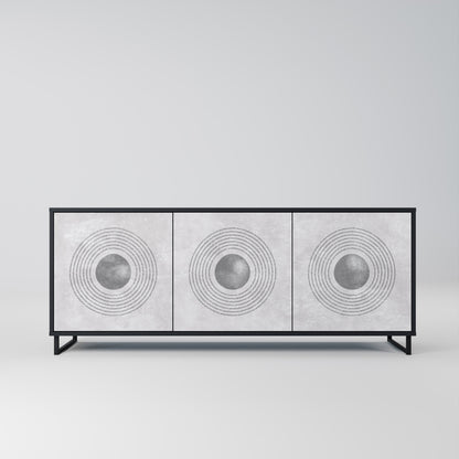 Credenza a 3 ante SOLID CIRCLES in finitura nera