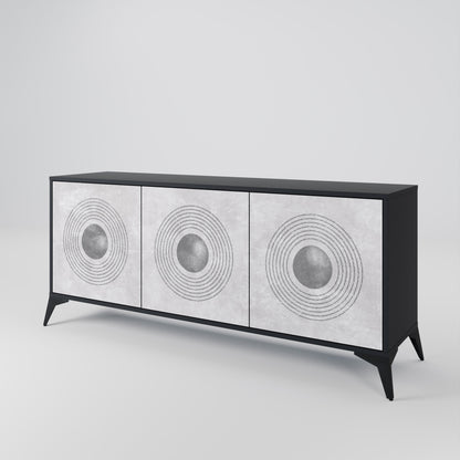 Credenza a 3 ante SOLID CIRCLES in finitura nera