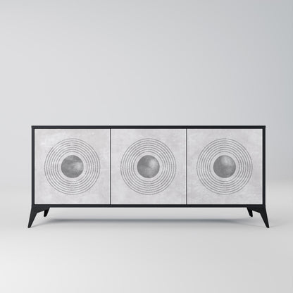 Credenza a 3 ante SOLID CIRCLES in finitura nera
