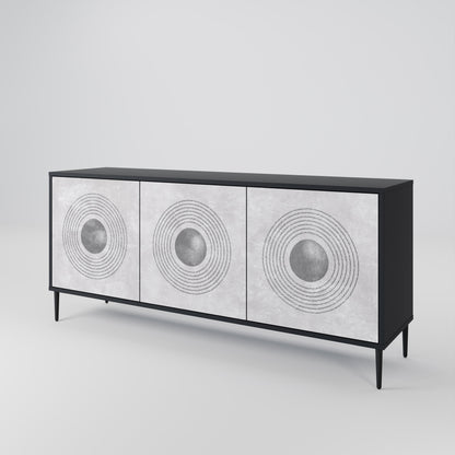 Credenza a 3 ante SOLID CIRCLES in finitura nera