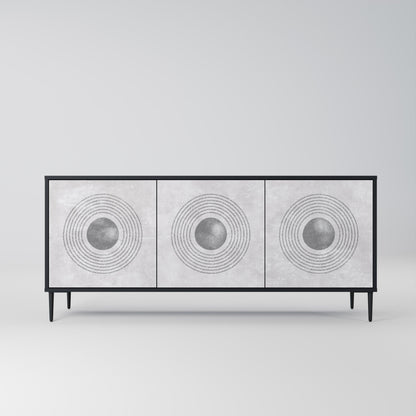 Credenza a 3 ante SOLID CIRCLES in finitura nera