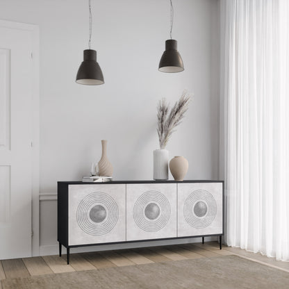 Credenza a 3 ante SOLID CIRCLES in finitura nera