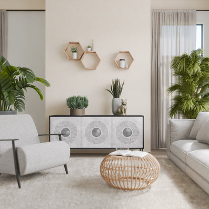 Credenza a 3 ante SOLID CIRCLES in finitura nera