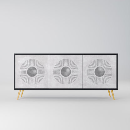 Credenza a 3 ante SOLID CIRCLES in finitura nera