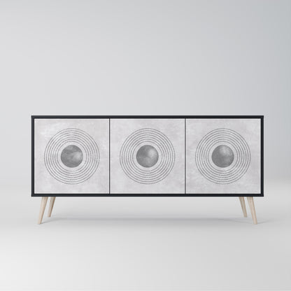 Credenza a 3 ante SOLID CIRCLES in finitura nera