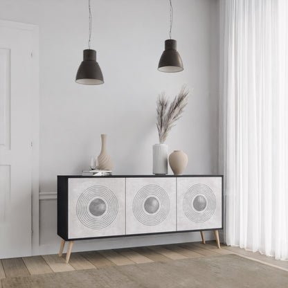 Credenza a 3 ante SOLID CIRCLES in finitura nera