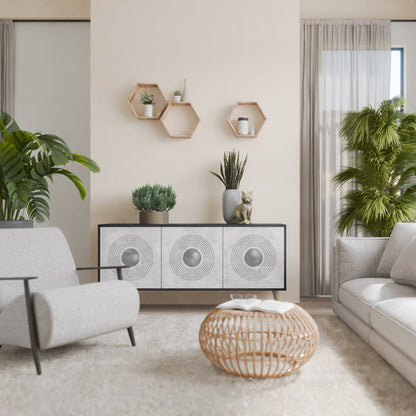 Credenza a 3 ante SOLID CIRCLES in finitura nera