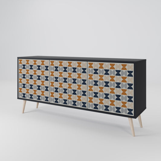 Credenza a 3 ante REFLECTION RANGE in finitura nera