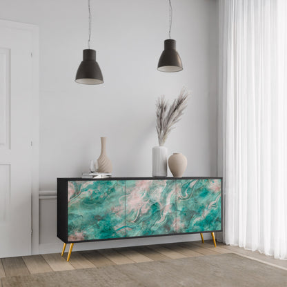 ABSTRACT ALCHEMY 3-Door Sideboard in Black Finish