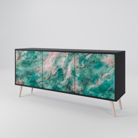 Credenza a 3 ante ABSTRACT ALCHEMY in finitura nera