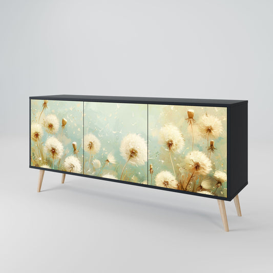 DREAMY MEADOW 3-Door Sideboard in Black Finish