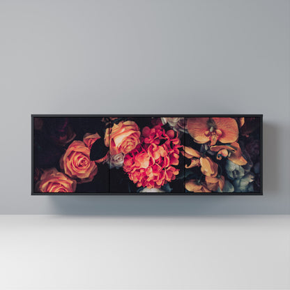 NEVERENDING BLOOM 3-Door Sideboard in Black Finish