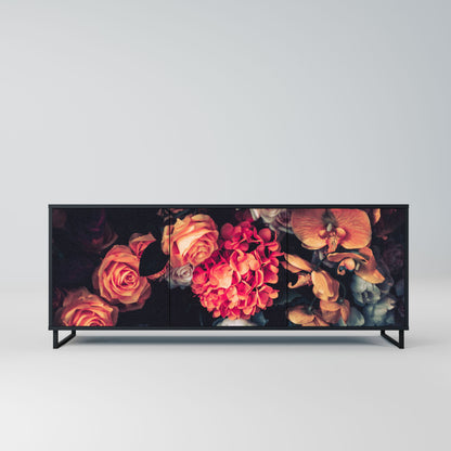 Credenza NEVERENDING BLOOM a 3 ante in finitura nera