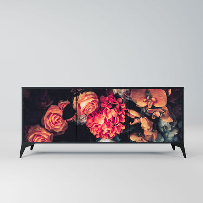 Credenza NEVERENDING BLOOM a 3 ante in finitura nera