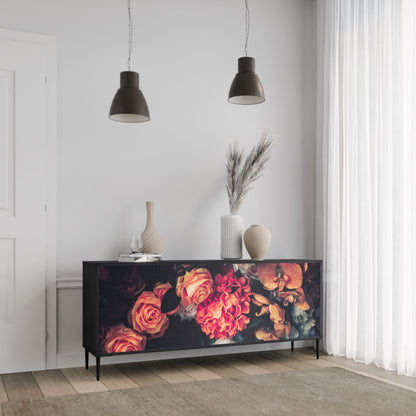 Credenza NEVERENDING BLOOM a 3 ante in finitura nera