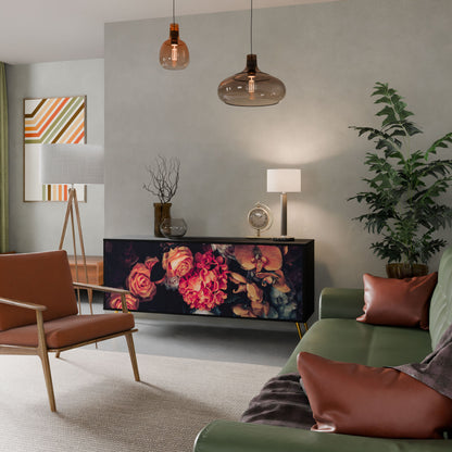 Credenza NEVERENDING BLOOM a 3 ante in finitura nera