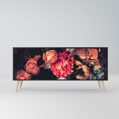 Credenza NEVERENDING BLOOM a 3 ante in finitura nera