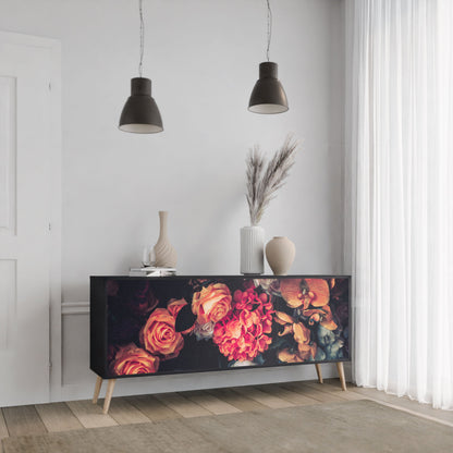 Credenza NEVERENDING BLOOM a 3 ante in finitura nera