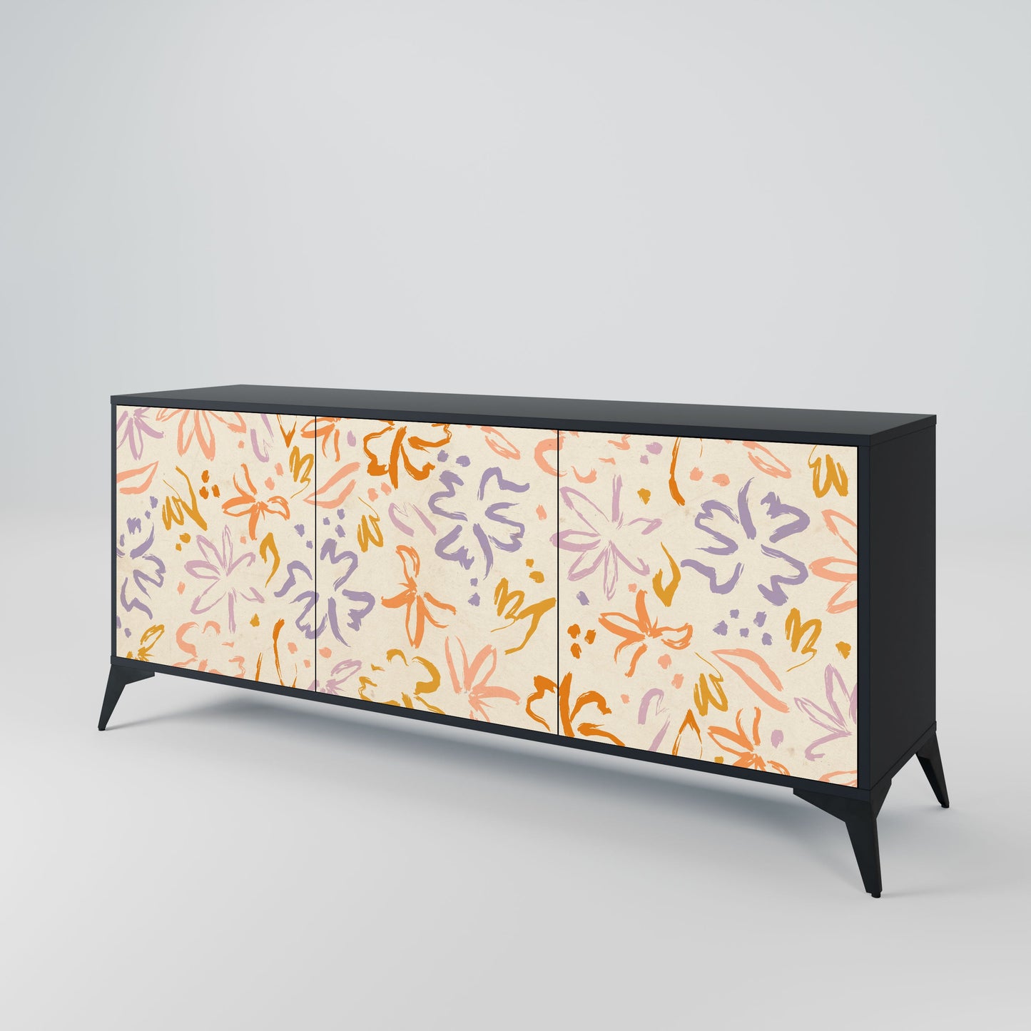 Credenza SPRING WHIMSY a 3 ante con finitura nera