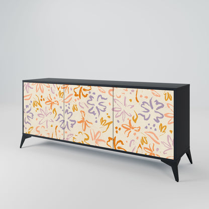 Credenza SPRING WHIMSY a 3 ante con finitura nera