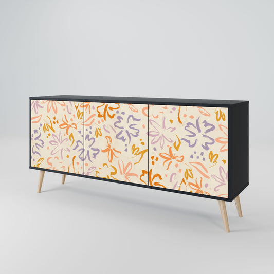 Credenza SPRING WHIMSY a 3 ante con finitura nera
