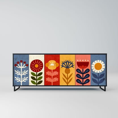 Credenza SCANDIC FLOWERET a 3 ante in finitura nera