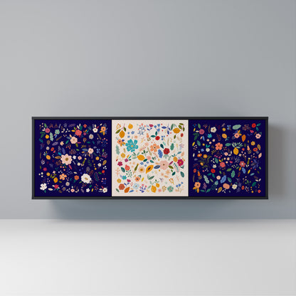 FLORAL COMBINATION Madia a 3 Ante in Finitura Nera