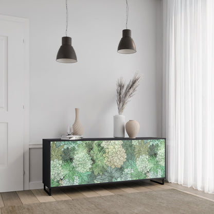 Credenza a 3 ante SUCCULENT CLUSTER in finitura nera