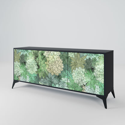 Credenza a 3 ante SUCCULENT CLUSTER in finitura nera
