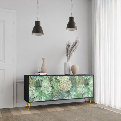 Credenza a 3 ante SUCCULENT CLUSTER in finitura nera