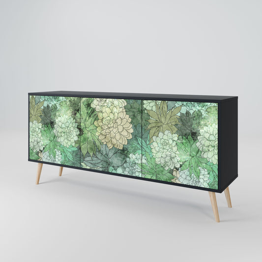 Credenza a 3 ante SUCCULENT CLUSTER in finitura nera