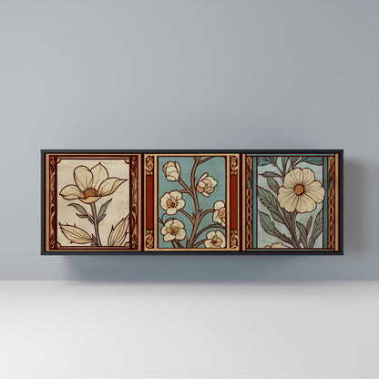 TIMELESS FLORA Madia a 3 Ante in Finitura Nera