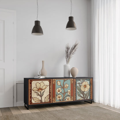 Credenza TIMELESS FLORA a 3 ante in finitura nera