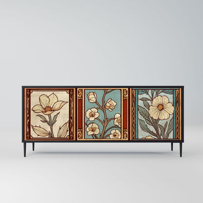 Credenza TIMELESS FLORA a 3 ante in finitura nera