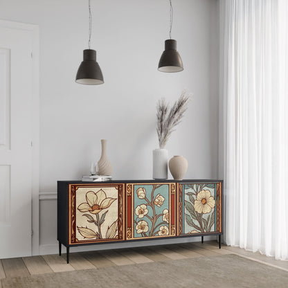 Credenza TIMELESS FLORA a 3 ante in finitura nera