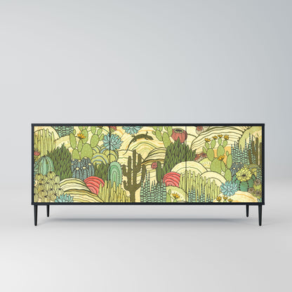 Credenza SUCCULENTS KALEIDOSCOPE a 3 ante in finitura nera