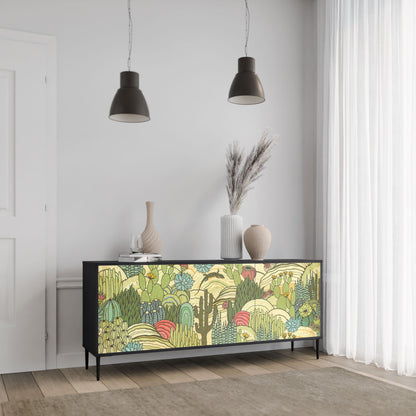Credenza SUCCULENTS KALEIDOSCOPE a 3 ante in finitura nera