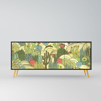 Credenza SUCCULENTS KALEIDOSCOPE a 3 ante in finitura nera