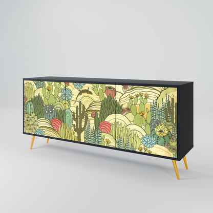 Credenza SUCCULENTS KALEIDOSCOPE a 3 ante in finitura nera