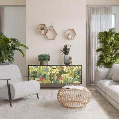 Credenza SUCCULENTS KALEIDOSCOPE a 3 ante in finitura nera