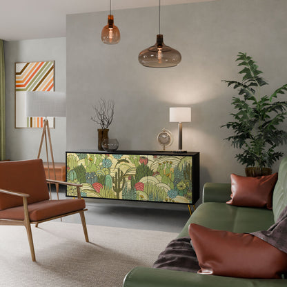 Credenza SUCCULENTS KALEIDOSCOPE a 3 ante in finitura nera