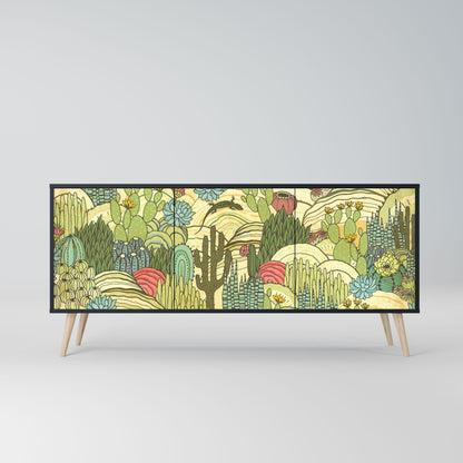 Credenza SUCCULENTS KALEIDOSCOPE a 3 ante in finitura nera