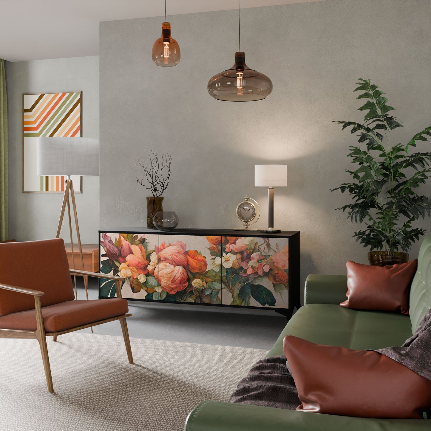 Credenza a 3 ante STYLISH BEAUTY in finitura nera