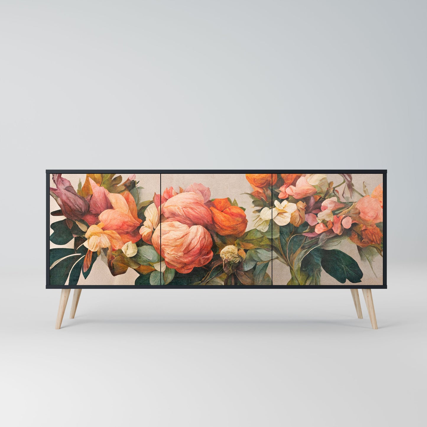 Credenza a 3 ante STYLISH BEAUTY in finitura nera