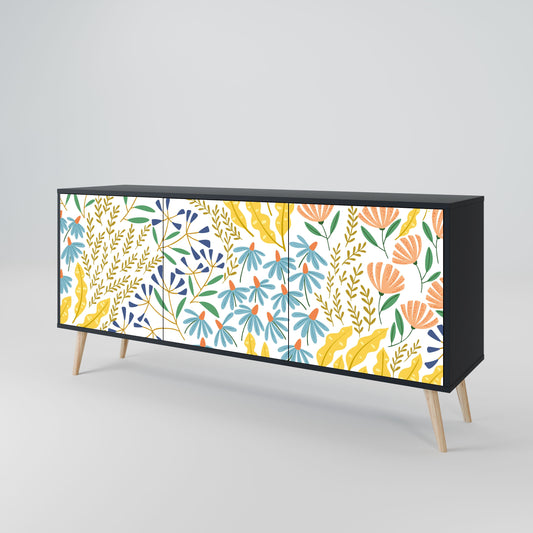 Credenza HELLO SPRING a 3 ante in finitura nera