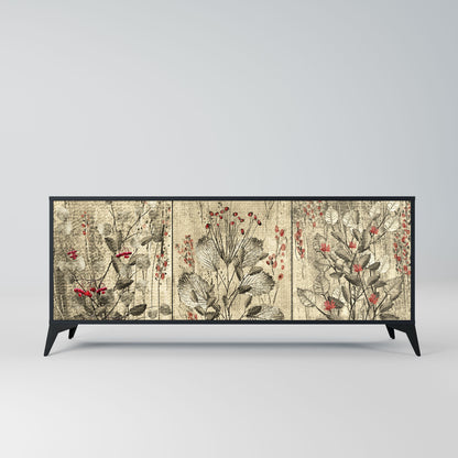 Credenza a 3 ante HERBAL GRACE in finitura nera