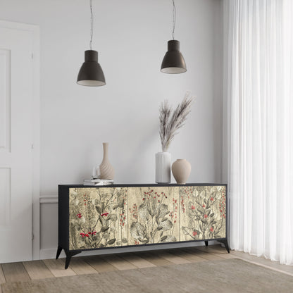 Credenza a 3 ante HERBAL GRACE in finitura nera